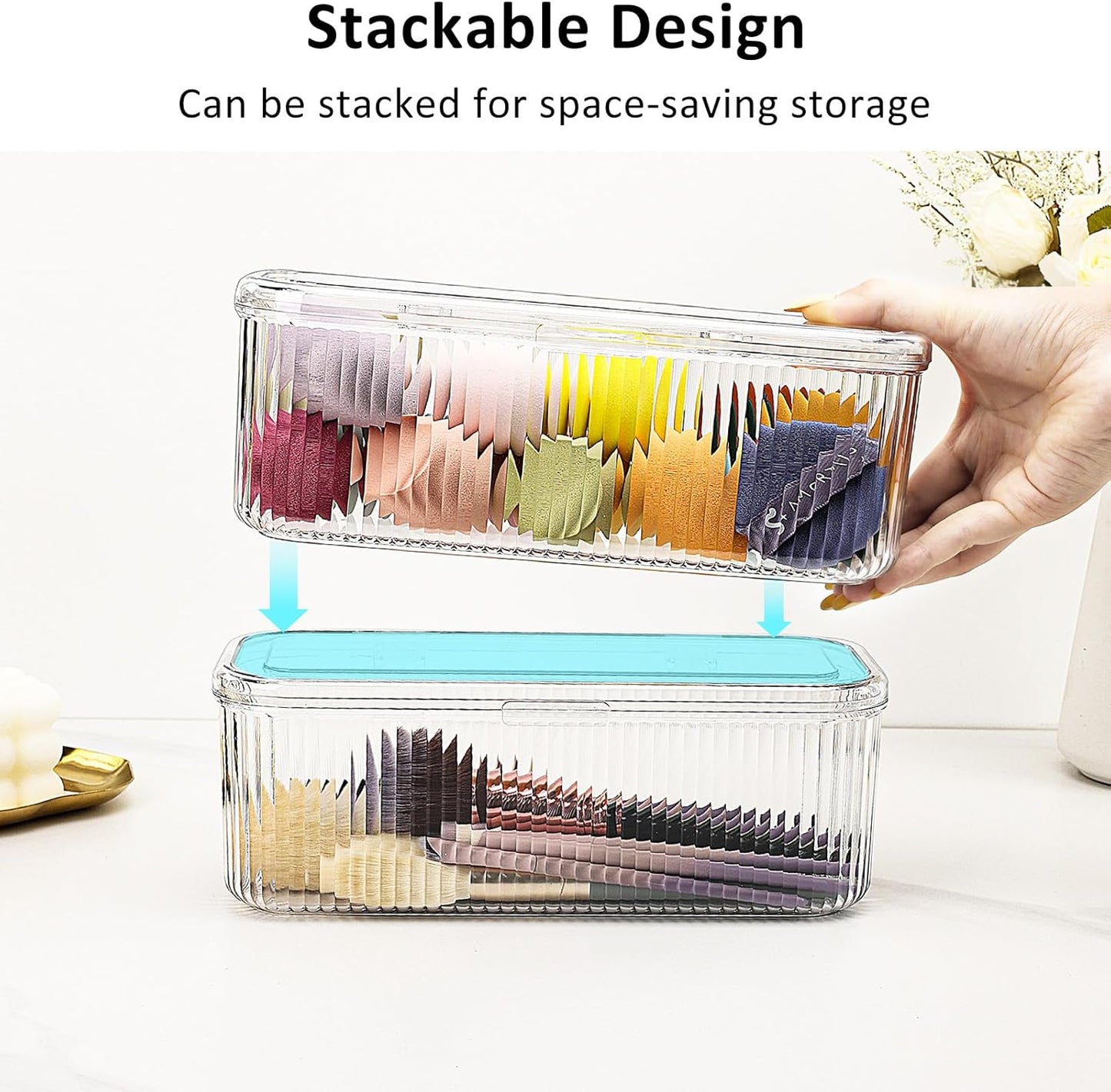 JessLab Makeup Brush Holder Organizer, Clear Makeup Sponges Organizer,Cosmetic Storage Case with Lid Display Case for Vanity, 1 Compartment (1 Pack)