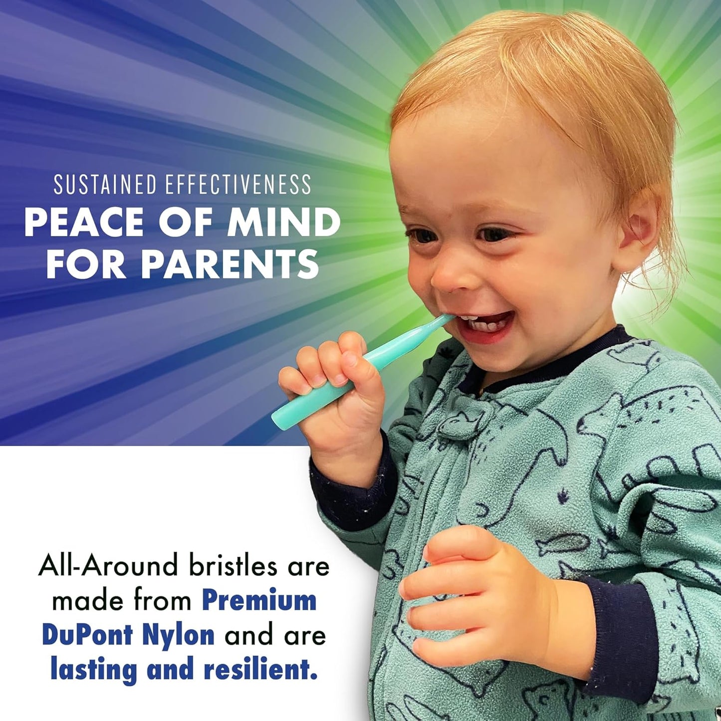 Brilliant Oral Care Baby Toothbrush with Soft Bristles and Round Head, for a Toddler Approved, Easy to Use All-Around Clean Mouth, Ages 0-2 Years, Blue, 1 Pack