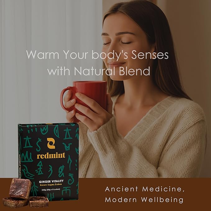 Redmint Brown Sugar Ginger Tea Cube for Menstrual Cycle, Digestive & Immune Support | Natural TCM-Inspired Herbal Cube | Taiwanese Brown Sugar & Ginger,30g × 8 Cubes