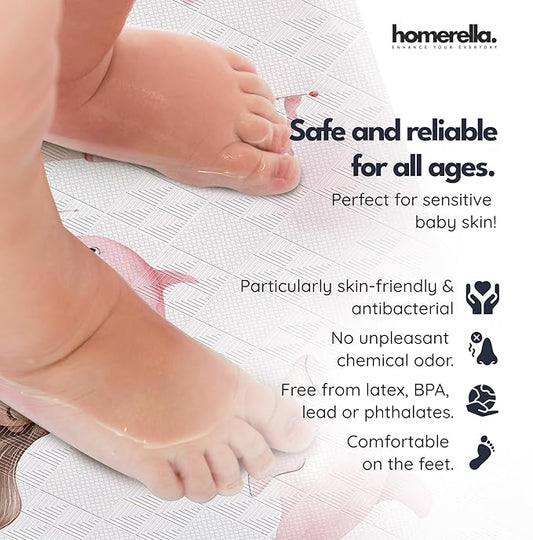 Bath Tub Mat Non Slip Anti Mold for Kids BPA Free INCL Hooks - homerella® Ocean Sea Animals 40x16, Baby Bath Mat Non Slip 200 Suction Cups, Non Toxic Machine Washable Toddler Bath Mat, EU Certified