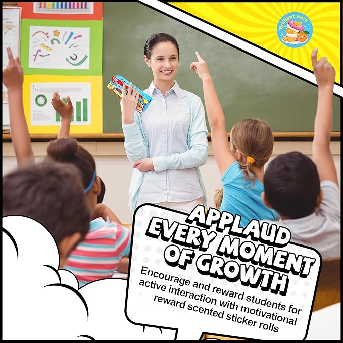 HORIECHALY 3 Rolls Scratch and Sniff Scented Stickers for Kids, 600 Pcs Motivational Reward Classroom Scented Stickers, Smelly Encouragement School Sticker for Teachers, Students(1.57")