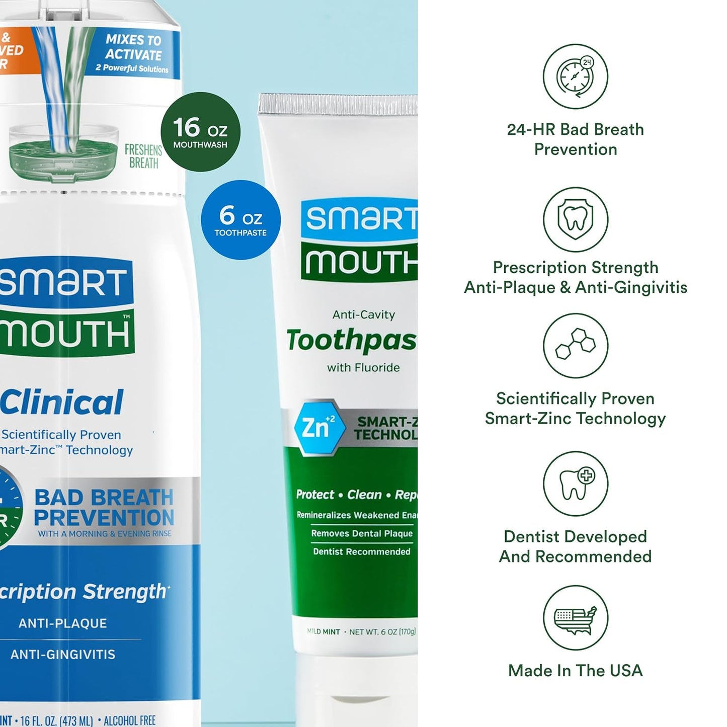 SmartMouth Clinical DDS Activated Mouthwash & Toothpaste, Bad Breath, Bleeding Gums Support