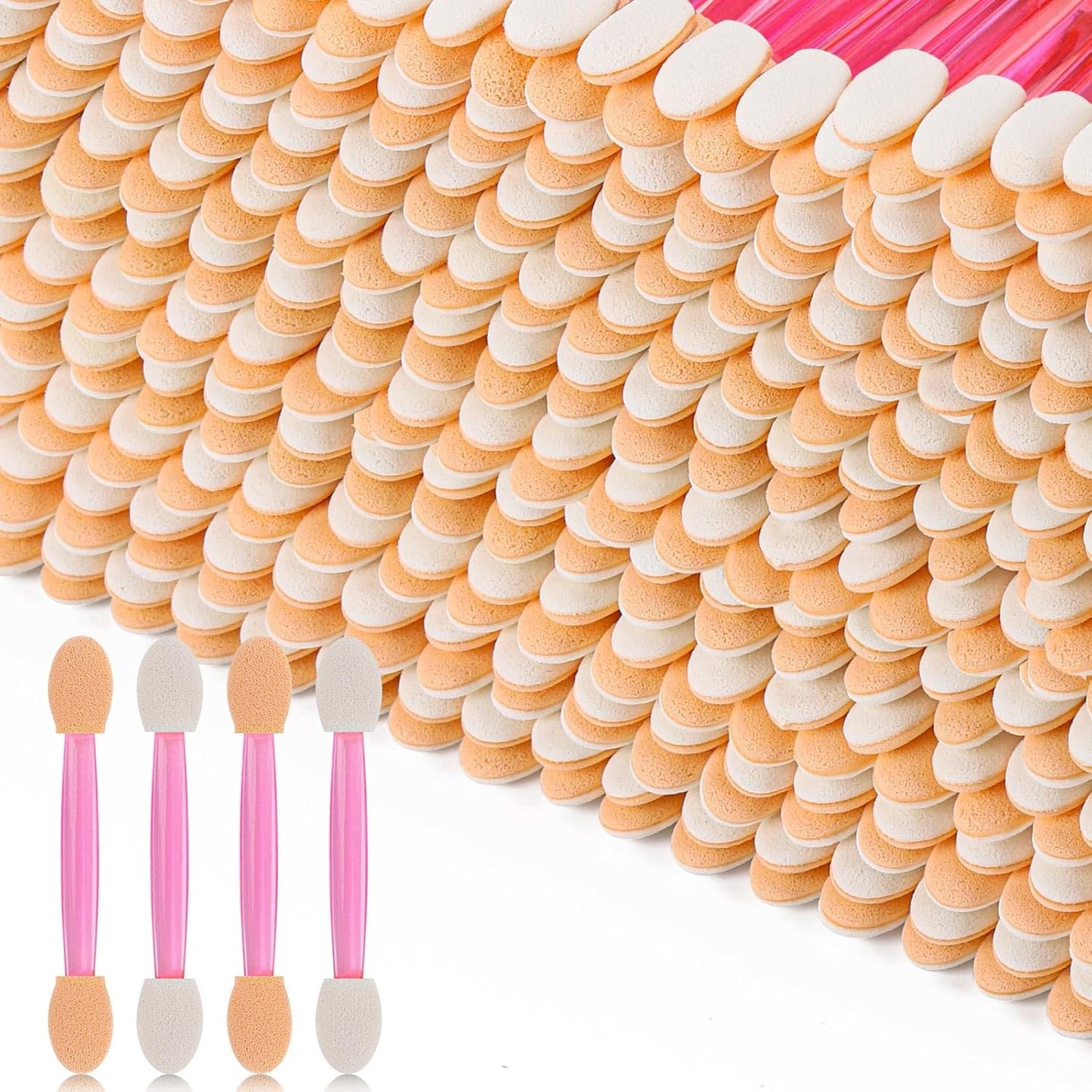 1000 Eye Shadow Applicator Disposable Foam Makeup Brush Sponge Tipped Oval Eyeshadow Applicators Dual Sides Pink