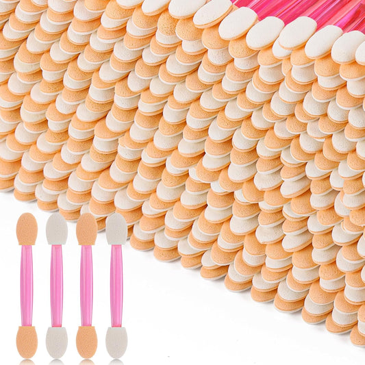 1000 Eye Shadow Applicator Disposable Foam Makeup Brush Sponge Tipped Oval Eyeshadow Applicators Dual Sides Pink