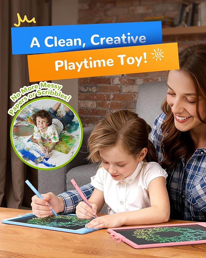 KOKODI LCD Writing Tablet, Gifts for 3 Years Old Boys and Girls，10 Inch Colorful Doodle Board Drawing Tablet, Erasable Reusable Electronic Drawing Pads, Educational and Learning Toys for Kids