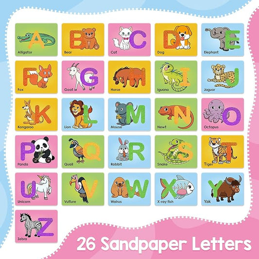Sandpaper Letters Cards for Toddlers 3+,Word Games,Speech Therapy Toys for 3 4 5,Sensory Products, Educational Flash Cards,Learn Animals and Others