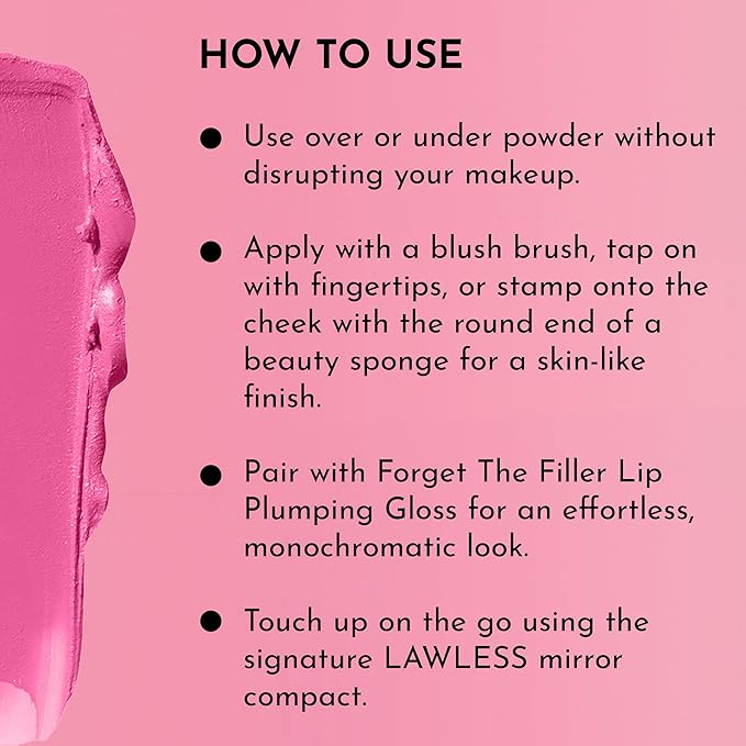 LAWLESS Pinch My Cheeks Soft-Blur Cream Blush - Valentine - Premium Blush with Natural Ingredients to Re-Energize and Protect the Skin While Imparting a Soft, Cloudy Finish - 0.18 oz