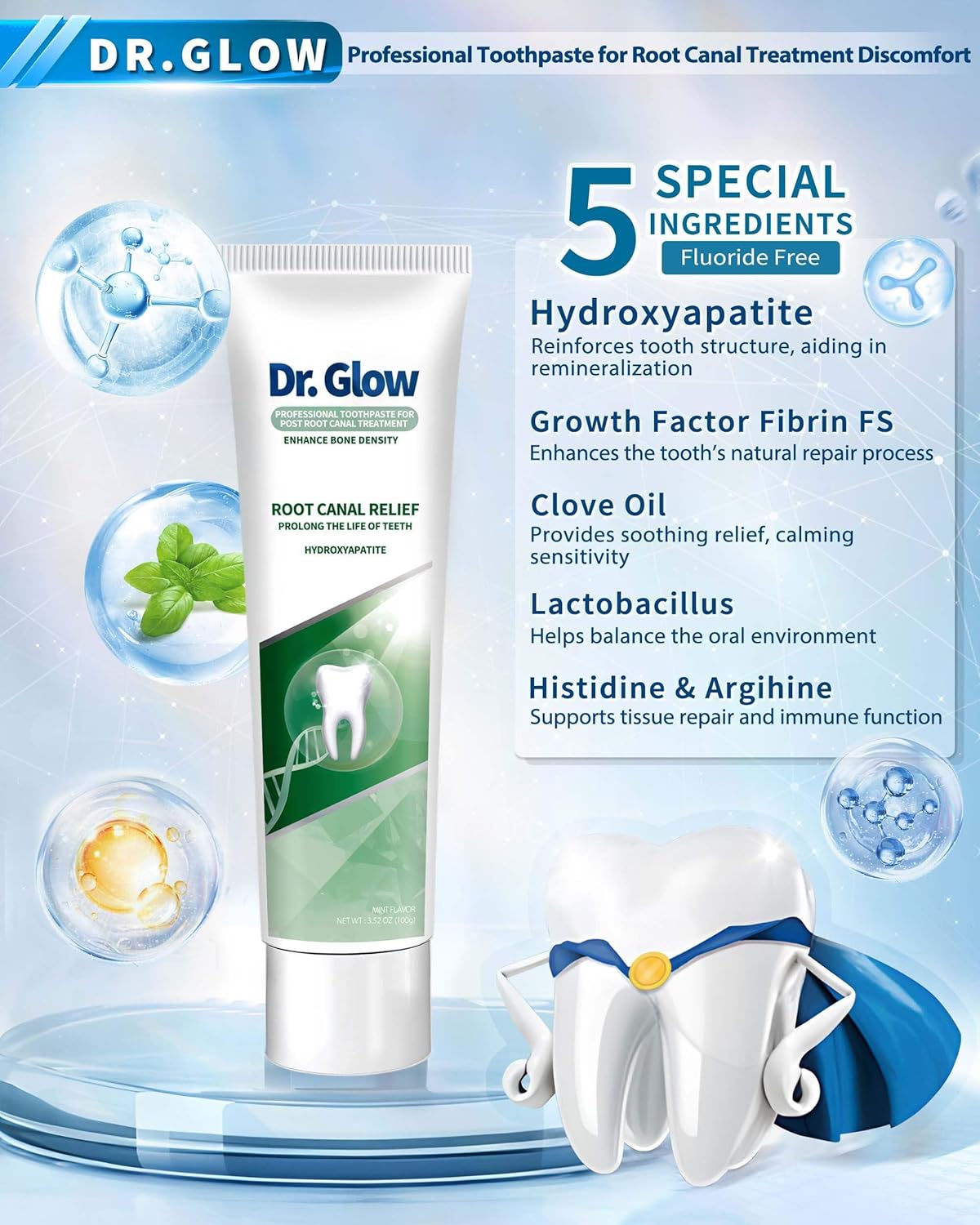 Toothpaste Repair Root Canal Discomforts, Avoid Root Canal Therapy Tooth Repair Hydroxyapatite Toothpaste, Teeth Care Sensitive Toothpaste for Adults Remineralizing Toothpaste Fluoride Free