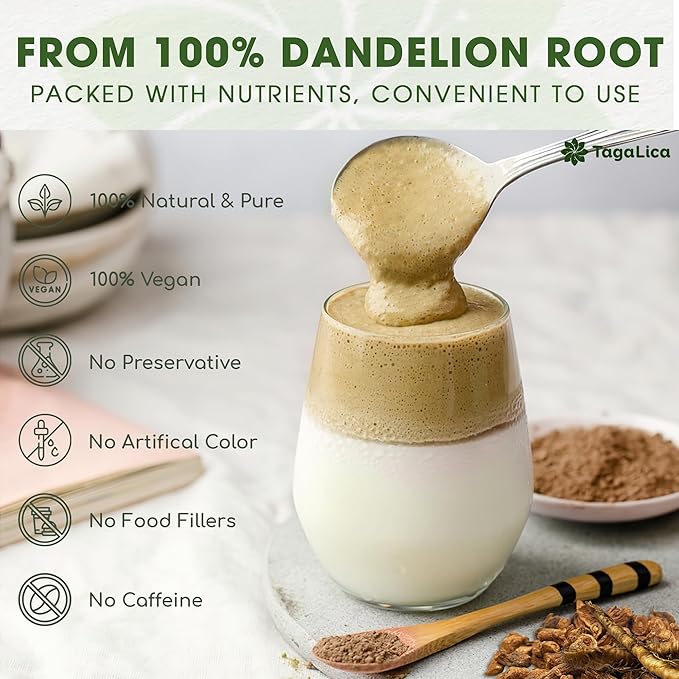 Tagalica, 2 oz Dandelion Root Powder, 100% Natural and Pure from Dandelion Root, No Additives, No Gluten, No Sugar, Vegan