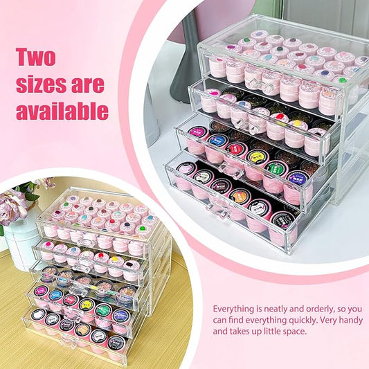 4 Tier Nail Art Decoration Storage Box，Acrylic Make Up & Jewelry Organizer with Drawers, Cosmetic Storage for Dresser Countertop and Bathroom，Beauty Holder for Lipstick Brush