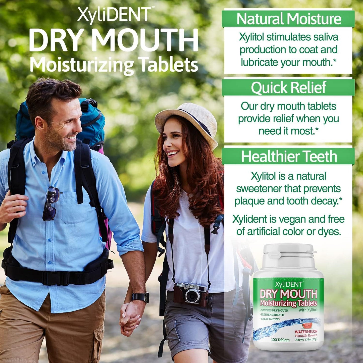 Nature's Stance XyliDENT Xylitol Tablets for Dry Mouth Relief - Stimulates Saliva, Freshens Breath, Reduces Acid Production, Fast Acting Relief, 100 Count