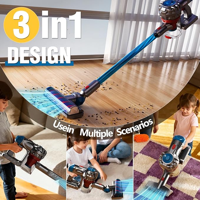 Kids Vacuum That Really Works, Toy Play Vacuum for Toddlers 3, Baby Vaccumm Cordless Cleaning Set Housekeeping Keeping Cleaner Girl Boys