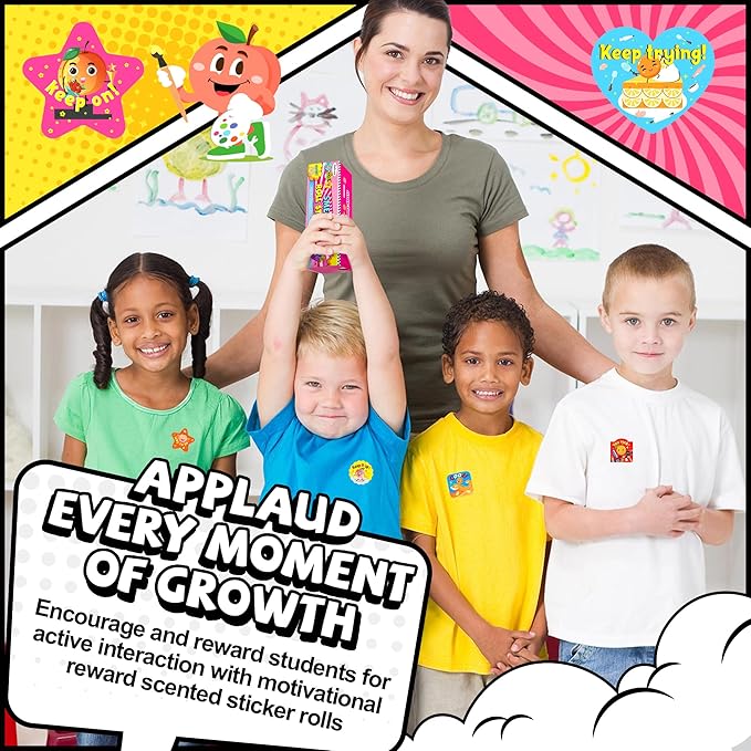 HORIECHALY 3 Rolls Scratch and Sniff Stickers for Kids, 600PCS Smelly Scented Stickers, Kid's Reward Sticker, Classroom Teacher Must Haves, School Supplies Incentives Christmas Children‘s Gift-1.57''