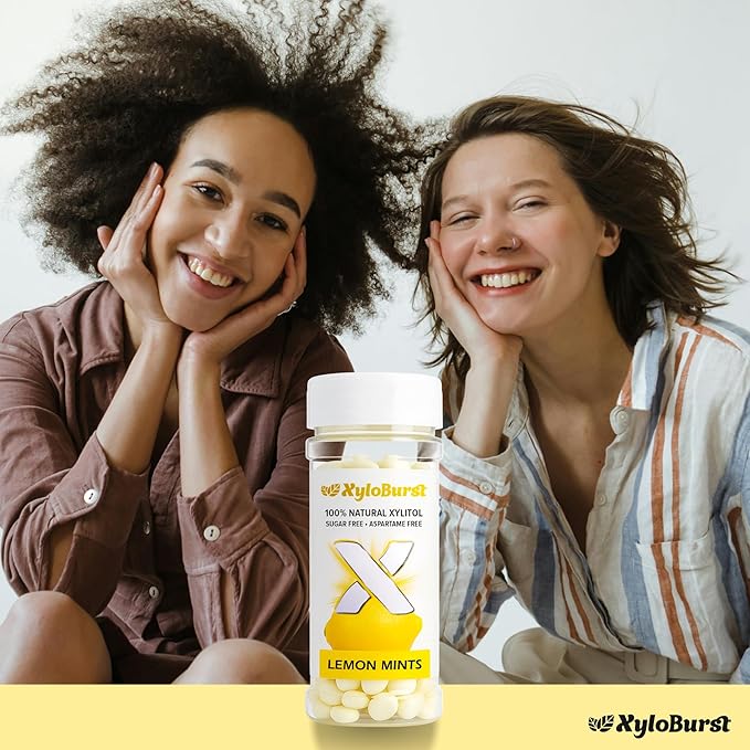 XyloBurst - Xylitol Mints | Sugar Free Breath for Oral Health | Gluten Free, Vegan, Keto Friendly | Aspartame Free Mint | Lemon | 200 Count Jar, 3-Pack