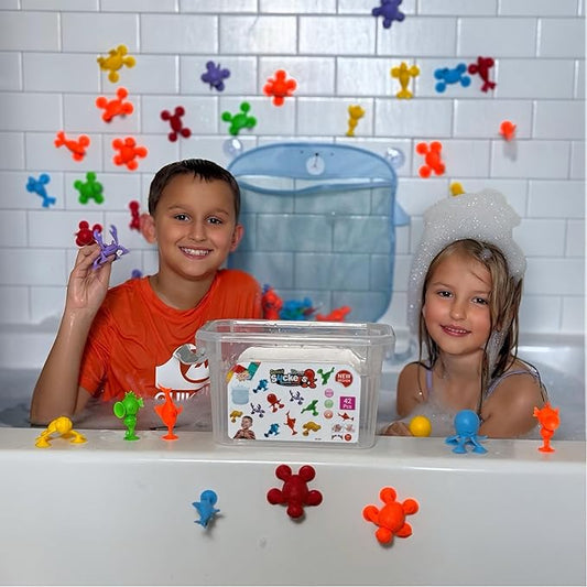 ODELA Genius Sucker Toys 42PCs Sea Animals Edition – Fun Colorful Toddler Bath Toy Animal Toys for Toddlers 1-3 – Safe and Durable Materials – Educational and Cute Designs – Ideal for Bath Time, Pool
