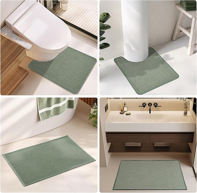 Large Bathroom Rugs Non Slip Washable Bath Rugs Super Absorbent Bathroom Rug Thin Quick Dry Low Pile Bath Mats, Sage Green 36"x60"