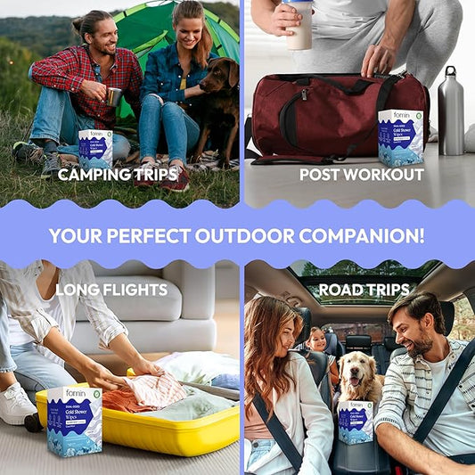 FOMIN Travel Cold Shower Wipes - 10 Pack - No Rinse XL Bathing Wipes with Vitamin E - Fragrance-Free Full Body Wipe for Adults - Individually Wrapped Waterless Bath Wipe for Hygiene, Camping, & Gym