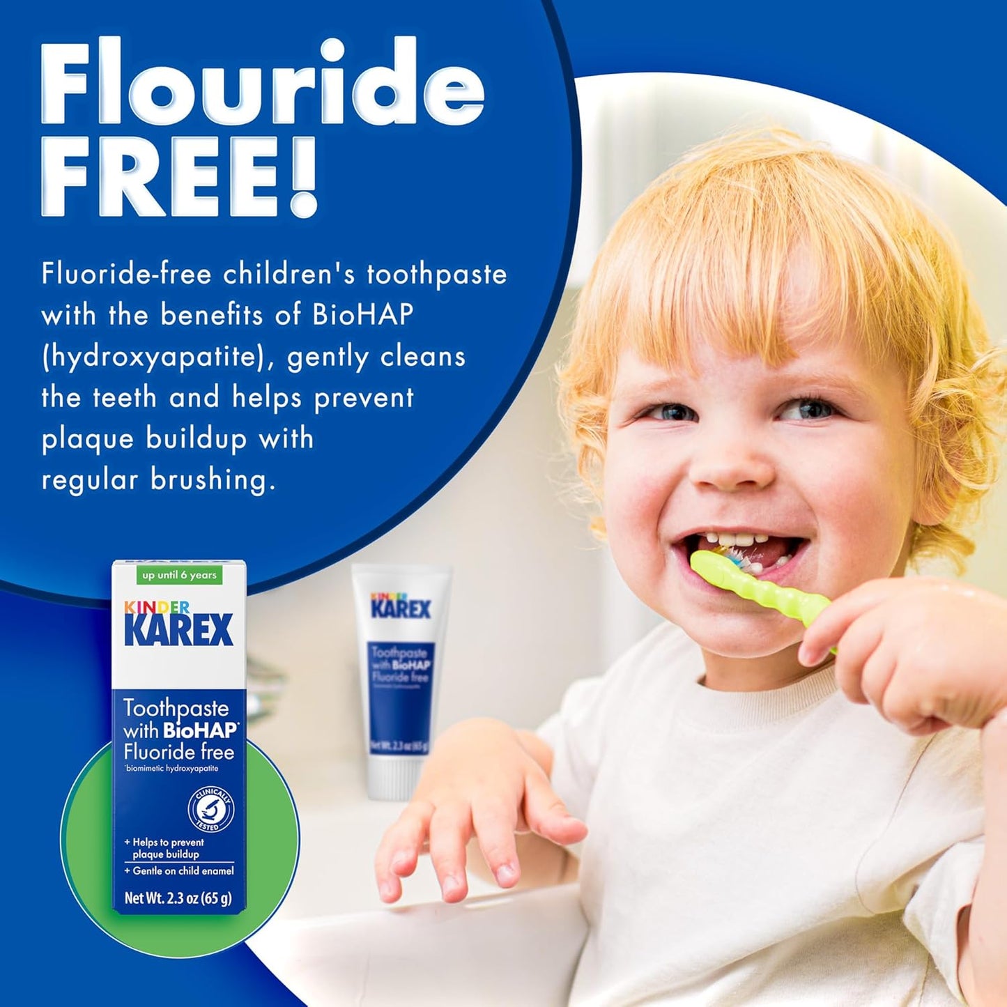 Kinder Karex Hydroxyapatite Kids Toddler Toothpaste I Fluoride Free I Clinically Tested I 2.3 oz (Pack of 3)
