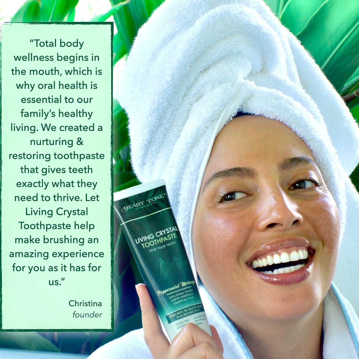 Living Crystal Toothpaste | Fluoride Free | Natural & Remineralizing Hydroxyapatite Toothpaste | Sensitive Teeth | Theobromine, Strengthens Enamel | Minty Fresh