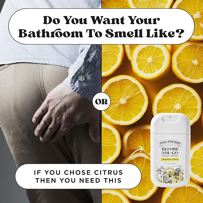 Poo-Pourri Before-You-Go Pocket Toilet Spray, Travel Essentials, Original Citrus, 1 Fl Oz, Up to 50 Uses, On-The-Go Bathroom Odor Deodorizer with Essential Oils, TSA Approved Size, Lemon Bergamot