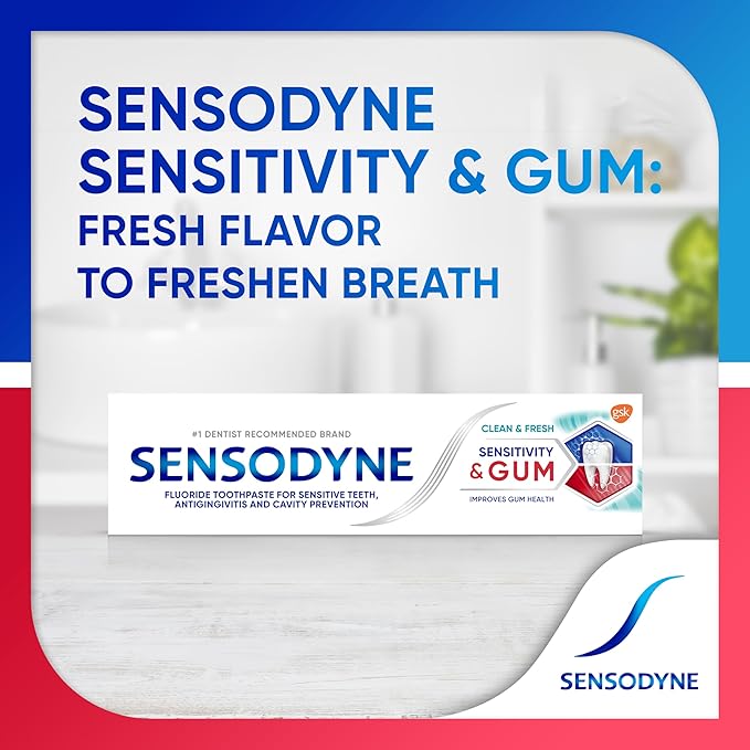 Sensodyne Sensitivity & Gum Sensitive Toothpaste for Gingivitis, Sensitive Teeth Treatment, Clean & Fresh - 3.4 oz (pack of 4)