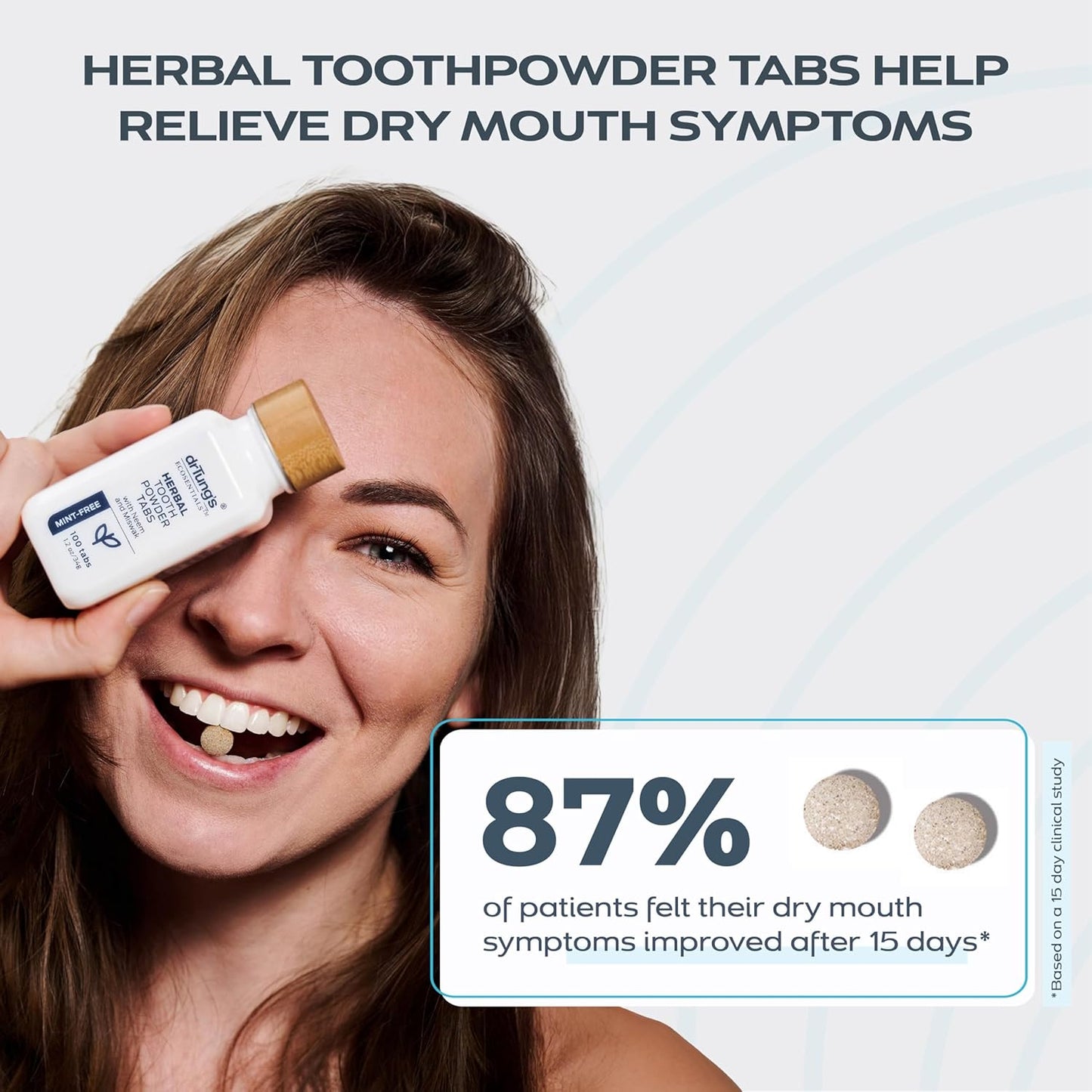 drTung's Herbal Toothpaste Tablets - Toothpaste Tabs for Dry Mouth Relief, Natural Tooth Powder Tablets for Fresh Breath, Fluoride Free, Travel Size, Vegan, Non-GMO - Spearmint (100 Tabs), 3-Pack