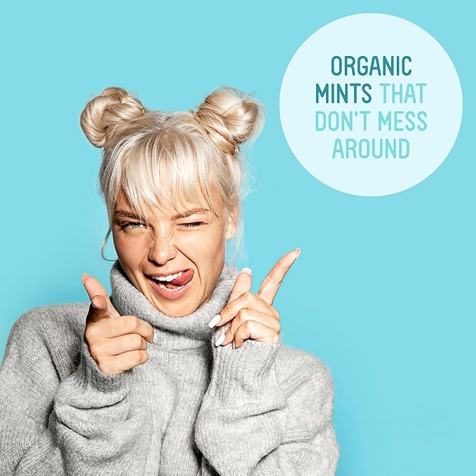 VerMints Organic Breath Mints PepperMint Candy Mints for Real Long-Lasting Flavor, Travel Size Tin - Non-GMO, Nut Free, Gluten Free, Vegan, Kosher Peppermints - 1.41oz Tins (Pack of 6)