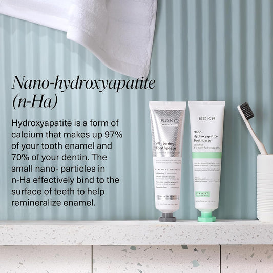 Boka Fluoride Free Toothpaste Nano Hydroxyapatite, Whitening* - 4 Fl Oz 1Pk + Boka Vital Bite Oral Probiotics for Mouth Bad Breath - 30ct Dental Probiotics Tablets