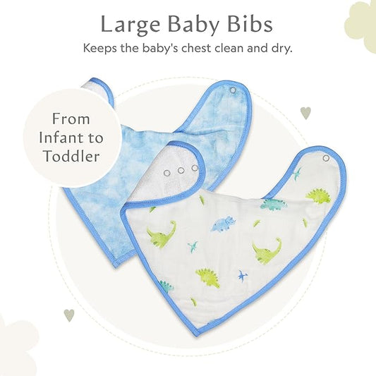 Bamboo Little Baby Bibs (Pack of 2) - Bibs with Adjustable Snaps- Absorbent Terry Backing