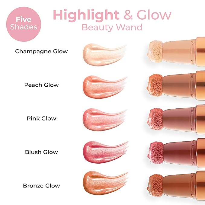 MCoBeauty - Highlight and Glow Beauty Wand - Buildable Liquid Highlighter - Bronze Shade - Liquid Cream with Cushion Applicator for Soft, Radiant Finish - Highlighters Makeup
