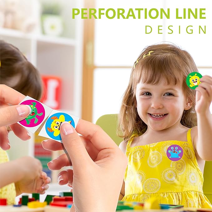 600 PCS Cartoon Monster Stickers for Kids, Party Decoration Teacher Reward Encouragement Motivational Decals 16 Designs Value Pack (1.5" in Diameter)