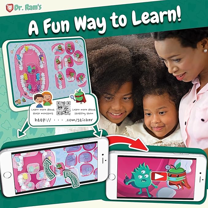 Dr. Ram's Fun Flexi Flossers for Kids - 300 Count Kids Dental Floss - Anti-Ouch Shape with Puzzle and Game - Light Citrus Fruit Scent Kid Floss