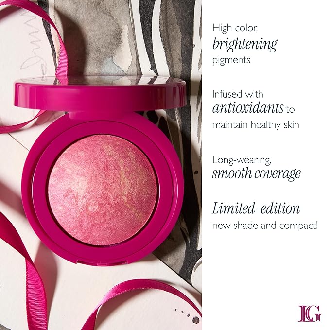 LAURA GELLER NEW YORK Holiday 2025 Limited Edition Baked Blush-n-Brighten Marbleized Blush - Skyline Sunset - Pink Color for Cheeks (01 Skyline Sunset)