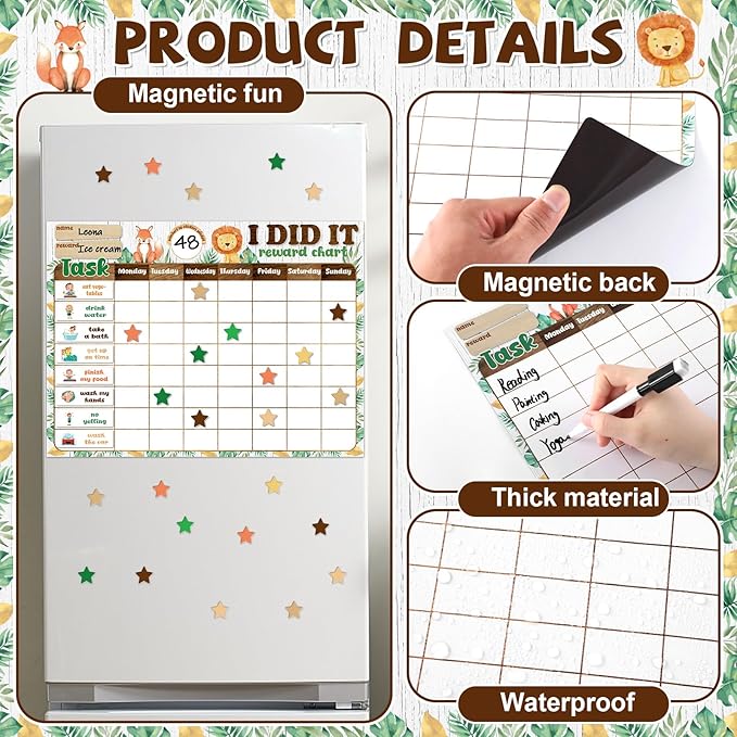 Magnetic Reward Chart for Kids at Home Woodland Animals Behavior Reward Chart System Magnetic Behavior Tracker Forest Animals Theme Incentive Chore Pad to Develop Responsibility and Good Habits