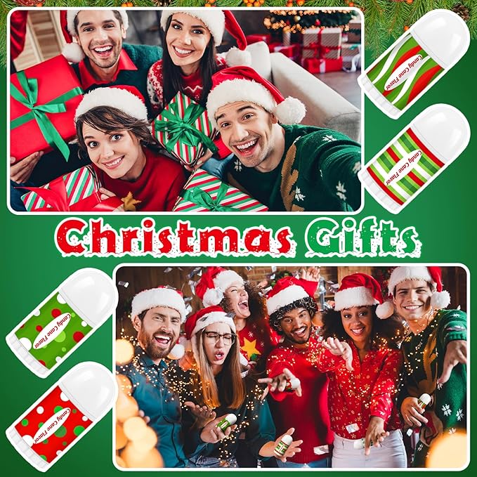 50 Pcs Christmas Lip Balm Bulk Mini Candy Cane Peppermint Flavor Lip Balms Bulk Christmas Stocking Stuffers Xmas Party Gifts Small Thank You Employee Appreciation Gifts for Women Men (Green Red)