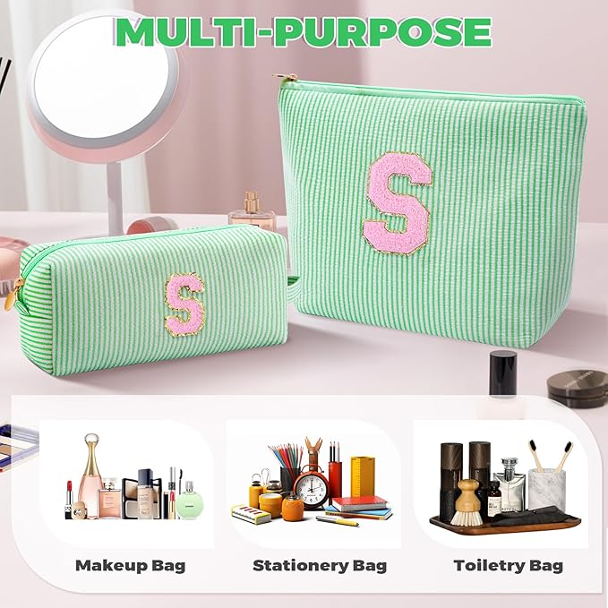 Gifts for Girls Teens Kids - Birthday Gift for Daughter Sister Her,Travel Essentials,Teen Girl Essentials,Cute Trendy Stuff Makeup Bag Set Cosmetic Bag - Green,S