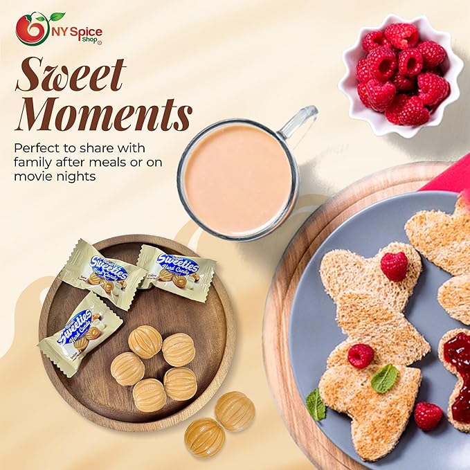 NY Spice Shop Caramel Cream Hard Candies - 1 Pound Individually Wrapped Caramel Flavored Candy Bulk - Best Candy for Party Decorations