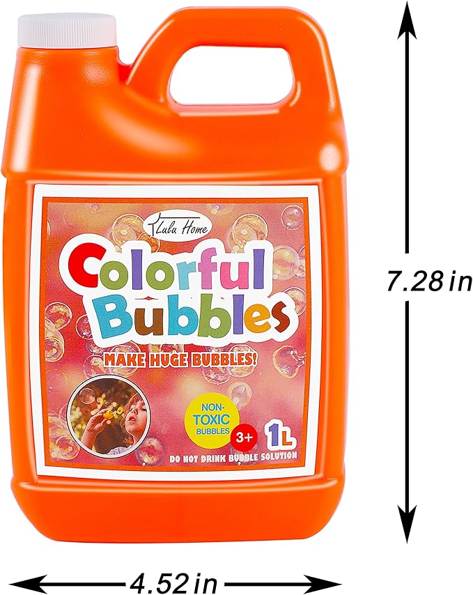 Lulu Home Concentrated Bubble Solution, 1 L/ 33.8 OZ Refill for Bubble Machines, Giant Wands, and Blowers - Up to 2.5 Gallons for Kids' Birthday Parties