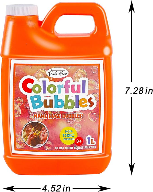 Lulu Home Concentrated Bubble Solution, 1 L/ 33.8 OZ Refill for Bubble Machines, Giant Wands, and Blowers - Up to 2.5 Gallons for Kids' Birthday Parties