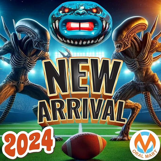 Oral Mart Flag Football Mouth Guard with 3D LipFit Design for Kids - Youth Tackle Football Mouthguard (No Boil) Cool Instant Fit Lip Guard Mouthpiece for Braces (Detachable Helmet Strap Included)