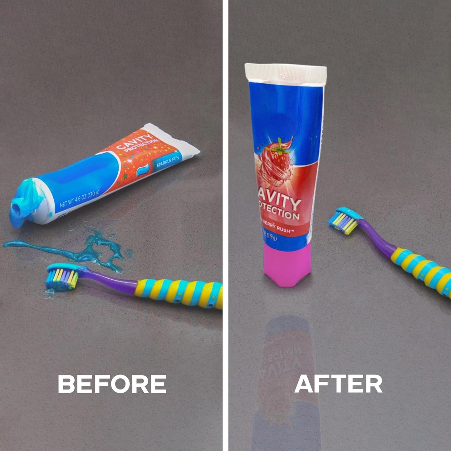 Chrome Cherry SqueezMe Self-Closing Toothpaste Caps, Silicone Lid for Kids & Adults, No Mess Toothpaste Dispenser, Self-Standing Easy Squeezer Cap, Bathroom Accessory, Self-Standing Pink, Pack of 1