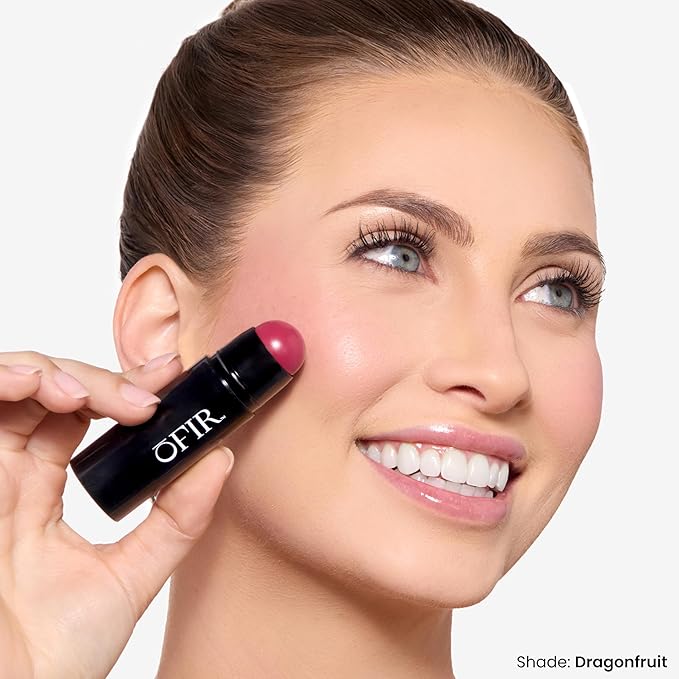 OFIR Cheek Tones Vitamin C Blush Stick | Buildable, Hydrating, Lightweight, Vegan Cream Blush Stick | Non-Transfer, Radiant Finish, Skin-Loving Formula | Dragonfruit - Deep Magenta | 0.21 oz