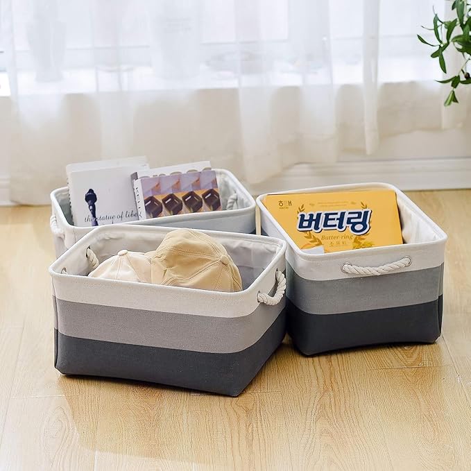 TcaFmac Storage Basket for Organizing - Large 4 Pack 16x12x8 inch Fabric Storage Bins for Shelves, Collapsible Storage Cubes for Closet Cloth Toy Gift Kids (Gradient Gray)