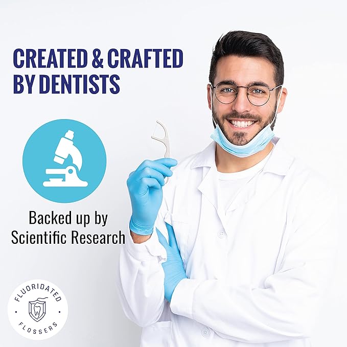 Fluoride Floss Picks - Enhanced Cavity Protection, Unflavored Floss Picks. Shred Resistant Nylon Flossers, 180 Count, Dentist Designed and Backed by Science