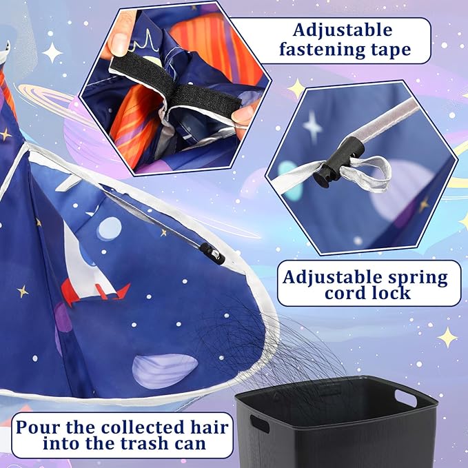 FEBSNOW Kids Hair Cutting Cape, Cartoon Prints Adjustable Haircut Cape Umbrella for Kids Adults Home Salon Barber Supplies