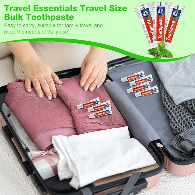 HOFASON 30 Tubes Bulk Travel Size Toothpaste 0.18 oz, Extra Small 2.28x0.78 inches Disposable Travel Size Bulk Mini Toothpaste Peppermint for Bad Breath, Guests, Homeless, Hotel, Charity Toiletries