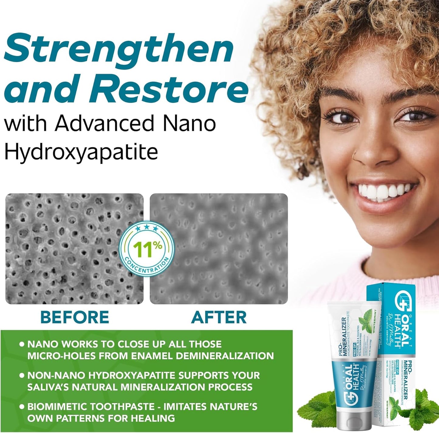 Dental Care Kit 6-in-1 Oral Hygiene Products for Adults: Oral Probiotics for Teeth & Gums, Nano Hydroxyapatite Toothpaste, Natural Breath Freshener Oil, Tooth Sensitivity Treatment & Tongue Scraper