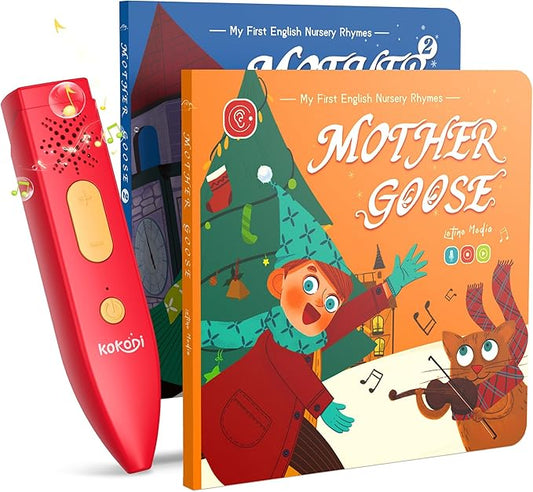 KOKODI Talking Pen Books Set, Interactive Audio Nursery Rhymes with Learning Pen, Educational Sensory Toy, Early Learning Gift for Toddlers Kids, Birthday & Christmas Gifts for Boys Girls Age 2-6