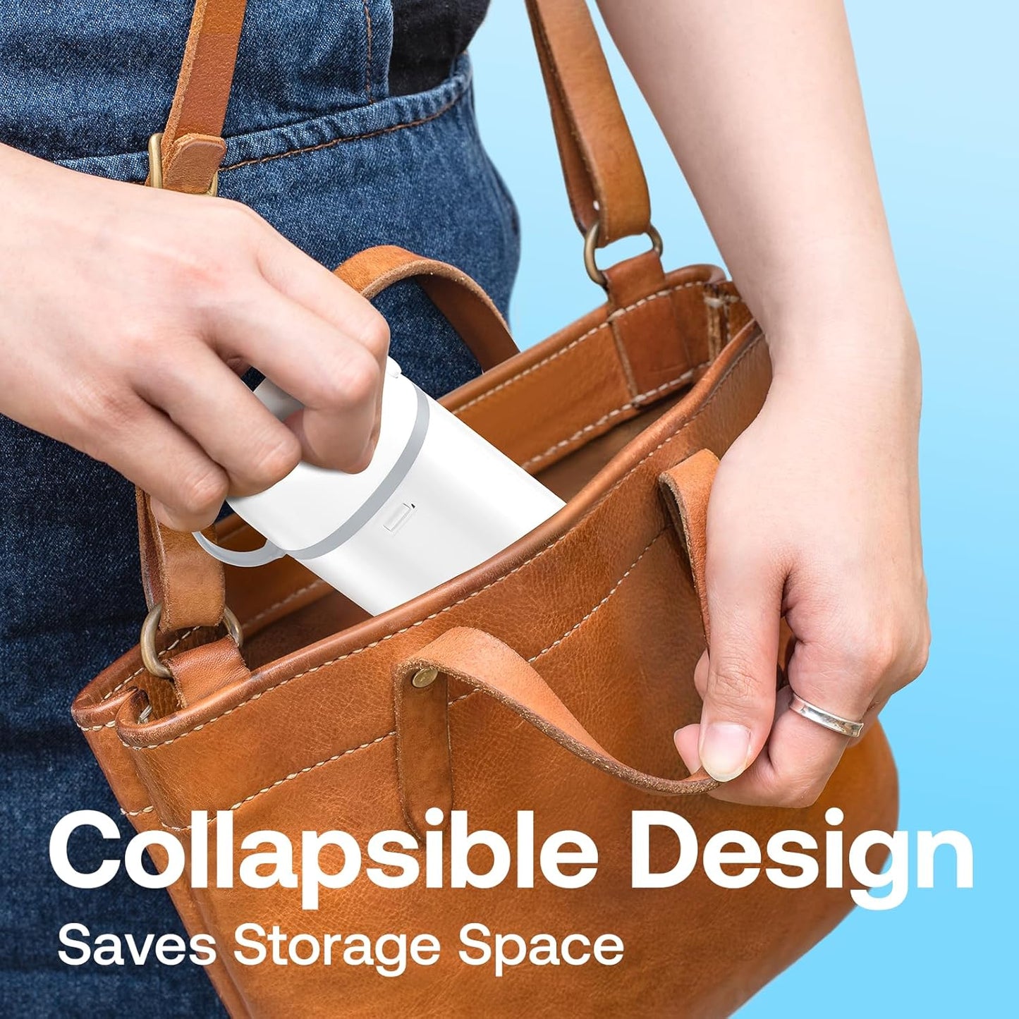 Bitvae P1 Portable Mini Dental Flosser, Cordless Water Cleaner with Telescopic Tank, Rechargeable Oral Irrigator for Travel & Home, Frost White