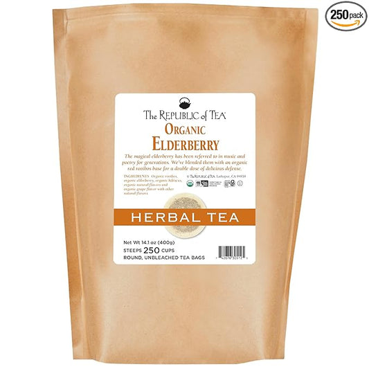 The Republic of Tea Organic Elderberry Herbal Tea, 250 Tea Bag Bulk